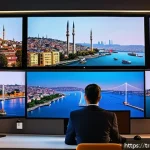 Transformer 아키텍처의 데이터 혁신 - A highly detailed digital art illustration of a modern data analyst workspace in Istanbul, featuring...